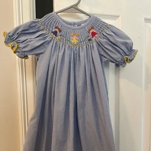 ❤️💛💙Smocked “girls jumping rope” dress 4t❤️💛💙